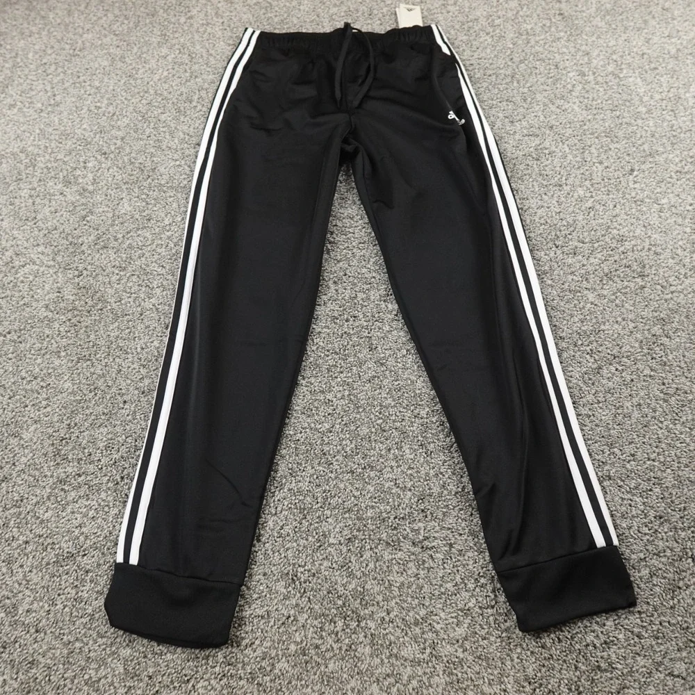 NEW Adidas Pants Mens M Black Track Warm Up Drawstring Jogger Sweatpants Run Gym